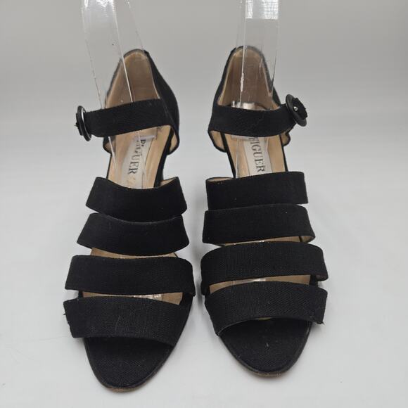 Figueroa Women’s Black Strappy Sandal Heels Size 38 Made in Italy US 7.5 - Picture 2 of 9